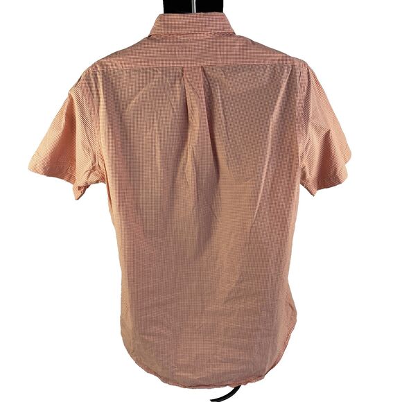 Mens Ralph Lauren Short Sleeve Button Down Shirt Size Large Gingham Check Orange - Picture 7 of 7